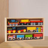 Maxbell Wooden Train Set Early Learning Train Toys for Children Preschool Boys Girls Style B