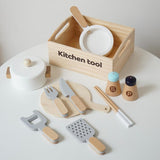 Maxbell Wooden Toy Cooking Set Role Play Montessori for Birthday Gift Children Girls