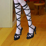 Maxbell 1/4 Scale Female Doll High Heeled Shoes Doll Shoes for Female Action Figures black