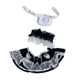 Maxbell Plush Doll Maid Outfit Clothing Fashion with Apron and Bow for 5.91'' Doll black