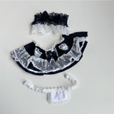 Maxbell Plush Doll Maid Outfit Clothing Fashion with Apron and Bow for 5.91'' Doll black