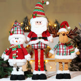 Maxbell Christmas Decoration Plush Figurine Telescopic Legs for Party Desktop Window Santa Claus