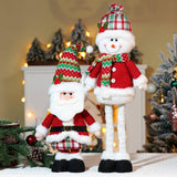 Maxbell Christmas Decoration Plush Figurine Telescopic Legs for Party Desktop Window Santa Claus