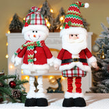 Maxbell Christmas Decoration Plush Figurine Telescopic Legs for Party Desktop Window Snowman