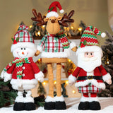 Maxbell Christmas Decoration Plush Figurine Telescopic Legs for Party Desktop Window Snowman