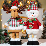 Maxbell Christmas Decoration Plush Figurine Telescopic Legs for Party Desktop Window Snowman