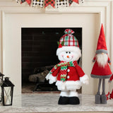 Maxbell Christmas Decoration Plush Figurine Telescopic Legs for Party Desktop Window Snowman