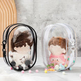 Maxbell Clear Figure Display Bag for Figures Collectibles Doll Collectors Plush Doll Bag with Keychain Black