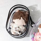 Maxbell Clear Figure Display Bag for Figures Collectibles Doll Collectors Plush Doll Bag with Keychain Black