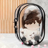 Maxbell Clear Figure Display Bag for Figures Collectibles Doll Collectors Plush Doll Bag with Keychain Black
