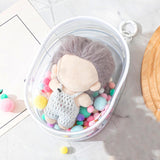 Maxbell Clear Figure Display Bag for Figures Collectibles Doll Collectors Plush Doll Bag with Keychain White