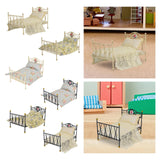 Maxbell 1/6 Dollhouse Bed DIY Scene Accessories Mini Bed for Bedroom Room Decoration A