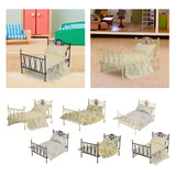 Maxbell 1/6 Dollhouse Bed DIY Scene Accessories Mini Bed for Bedroom Room Decoration A