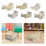 Maxbell 1/6 Dollhouse Bed DIY Scene Accessories Mini Bed for Bedroom Room Decoration A