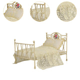 Maxbell 1/6 Dollhouse Bed DIY Scene Accessories Mini Bed for Bedroom Room Decoration A