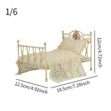 Maxbell 1/6 Dollhouse Bed DIY Scene Accessories Mini Bed for Bedroom Room Decoration A