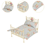 Maxbell 1/6 Dollhouse Bed DIY Scene Accessories Mini Bed for Bedroom Room Decoration C