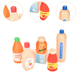 Maxbell 6 Pieces Wooden Drinks Set Small Food Wooden Toys for Kids Children Toddlers