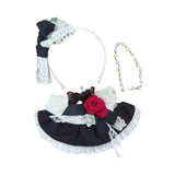 Maxbell Plush Doll Maid Outfit Clothing Photo Props DIY with Headdress for 15cm 17cm Bow hairpin