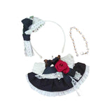 Maxbell Plush Doll Maid Outfit Clothing Photo Props DIY with Headdress for 15cm 17cm Bow hairpin