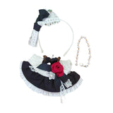 Maxbell Plush Doll Maid Outfit Clothing Photo Props DIY with Headdress for 15cm 17cm Bow hairpin