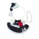 Maxbell Plush Doll Maid Outfit Clothing Photo Props DIY with Headdress for 15cm 17cm Bow hairpin