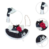 Maxbell Plush Doll Maid Outfit Clothing Photo Props DIY with Headdress for 15cm 17cm Bow hairpin