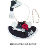 Maxbell Plush Doll Maid Outfit Clothing Photo Props DIY with Headdress for 15cm 17cm Bow hairpin