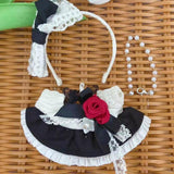 Maxbell Plush Doll Maid Outfit Clothing Photo Props DIY with Headdress for 15cm 17cm Bow hairpin