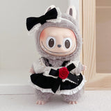 Maxbell Plush Doll Maid Outfit Clothing Photo Props DIY with Headdress for 15cm 17cm Bow hairpin