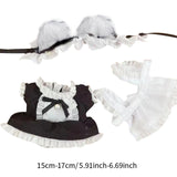 Maxbell Plush Doll Maid Outfit Clothing Photo Props DIY with Headdress for 15cm 17cm Cat ear headband