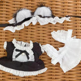 Maxbell Plush Doll Maid Outfit Clothing Photo Props DIY with Headdress for 15cm 17cm Cat ear headband