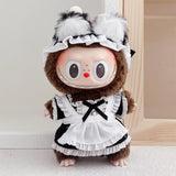 Maxbell Plush Doll Maid Outfit Clothing Photo Props DIY with Headdress for 15cm 17cm Cat ear headband