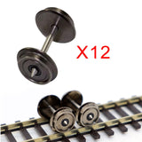 Maxbell 12Pcs Metal Wheels Spare Part Hobby Train Accessory for 1:87 Model Train DIY