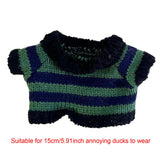 Maxbell Stuffed Animal Doll Knitted Pullover Fashion DIY Clothing Top for 15cm Dolls Green Stripes