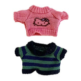Maxbell Stuffed Animal Doll Knitted Pullover Fashion DIY Clothing Top for 15cm Dolls Green Stripes