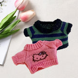 Maxbell Stuffed Animal Doll Knitted Pullover Fashion DIY Clothing Top for 15cm Dolls Green Stripes