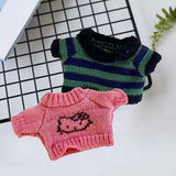 Maxbell Stuffed Animal Doll Knitted Pullover Fashion DIY Clothing Top for 15cm Dolls Green Stripes