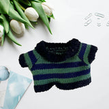 Maxbell Stuffed Animal Doll Knitted Pullover Fashion DIY Clothing Top for 15cm Dolls Green Stripes