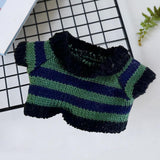 Maxbell Stuffed Animal Doll Knitted Pullover Fashion DIY Clothing Top for 15cm Dolls Green Stripes