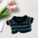 Maxbell Stuffed Animal Doll Knitted Pullover Fashion DIY Clothing Top for 15cm Dolls Green Stripes