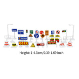 Maxbell 28Pcs 1:64 Scale Street Road Signs Playset Layout Street Signal Traffic Toys A