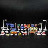 Maxbell 28Pcs 1:64 Scale Street Road Signs Playset Layout Street Signal Traffic Toys A