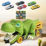 Maxbell Dinosaur Transporter Truck Storage Funny with Mini Cars for Babies Gift Toys 6 small cars and map