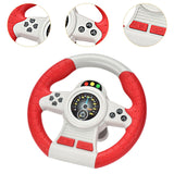 Maxbell Steering Wheel Toy Electric Pretend Driving Toy for Boys and Girls Preschool red with base