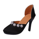 Maxbell High Heeled Shoes Pearl Female Shoes for Dress up Action Figures Accessories black