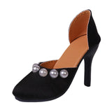 Maxbell High Heeled Shoes Pearl Female Shoes for Dress up Action Figures Accessories black