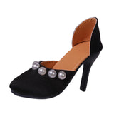 Maxbell High Heeled Shoes Pearl Female Shoes for Dress up Action Figures Accessories black