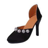 Maxbell High Heeled Shoes Pearl Female Shoes for Dress up Action Figures Accessories black