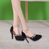 Maxbell High Heeled Shoes Pearl Female Shoes for Dress up Action Figures Accessories black
